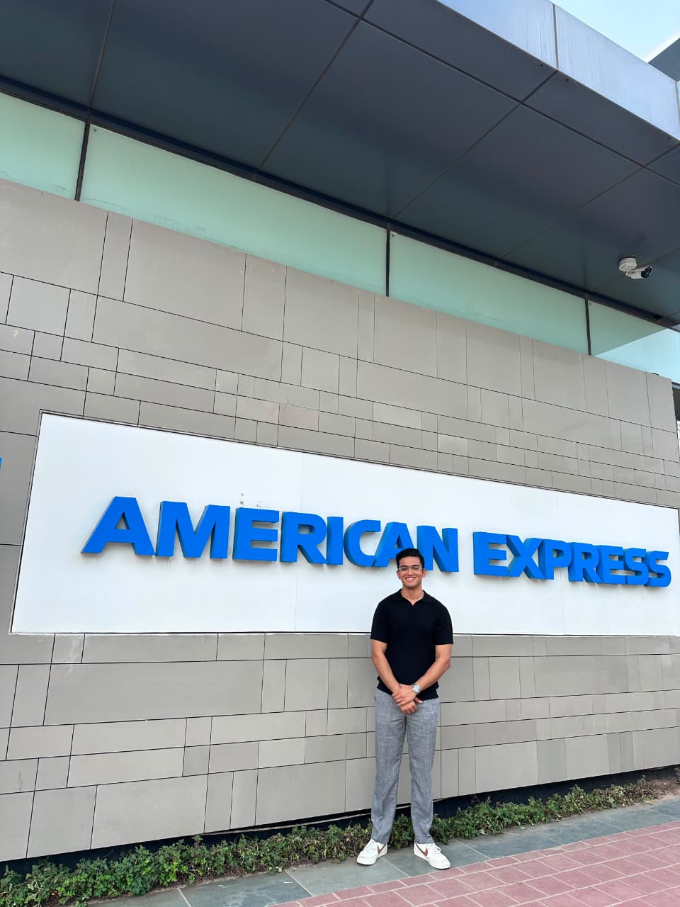 Abhishek Das outside the American Express office